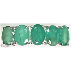 14) 10K WHITE GOLD 5 EMERALD RING