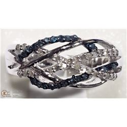 20) ST. SILVER BLUE & WHITE DIAMOND TWIST RING