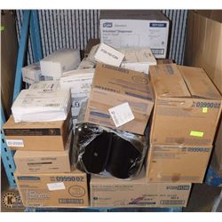 PALLET OF TOILET PAPER DISPENSERS , TOWEL AND