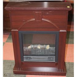 DARK WOOD DECORATIVE FIREPLACE WITH