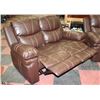 Image 2 : NEW BROWN LEATHERETTE 3 PC RECLINING SOFA SET