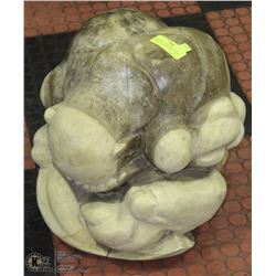 LIGHT WOOD 16"H CRYING MONK CARVED WOOD STATUE