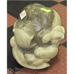 LIGHT WOOD 16"H CRYING MONK CARVED WOOD STATUE