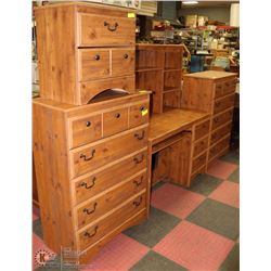 WOOD TONE BEDROOM SUITE INCL 2 CHEST OF DRAWERS