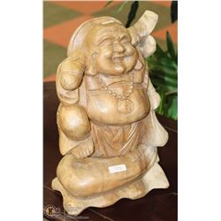 WOOD CARVED BUDDHA AS THEY COME