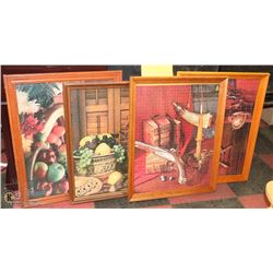 GROUP OF 4 WOOD FRAMED PUZZLES