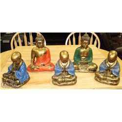 GROUP OF 5 ASSORTED BUDDHA ORNAMENTS