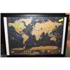 Image 1 : MAP OF WORLD BLACK FRAME 38"X26"