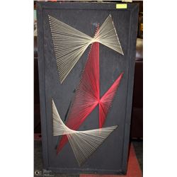 LARGE WOOD FRAMED ABSTRACT STRING ART