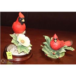 PAIR OF HANDPAINTED BIRD ORNAMENTS