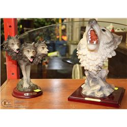 2 WOLF ORNAMENTS