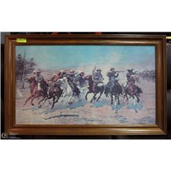 FRAMED & SIGNED VINTAGE FREDERIC REMMINGTON