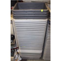 STACK OF 25 PLUS RUBBER DISH TUBS