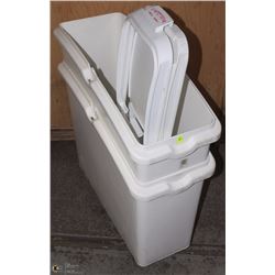 LOT OF 2 RUBBERMAID ROLLING DRY GOODS BINS W/LIDS