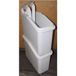 LOT OF 2 RUBBERMAID ROLLING DRY GOODS BINS W/LIDS