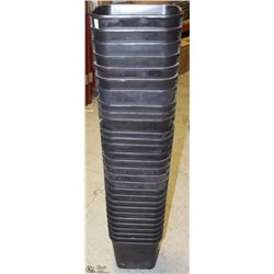 STACK OF 25 PLUS OF SMALL GARBAGE CANS