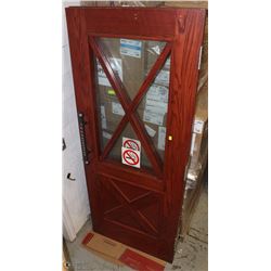 PAIR OF WOOD & GLASS 7 FOOT TALL ENTRANCE DOORS