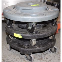 LOT OF 3 LARGE GARBAGE CAN DOLLIES