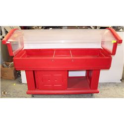 21) CAMBRO RED ROLLING COLD BUFFET SALAD BAR