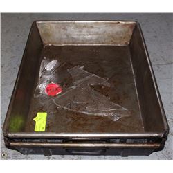 2 HALF SIZE STRAP ROASTING PANS 14"X20"