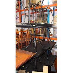 LOT OF 8 SQUARE METAL TABLES & 1 RECTANGLE TABLE