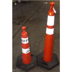 PAIR OF ORANGE PYLONS, 32" & 46"