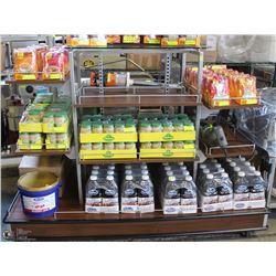 GLASS AND WOOD SHELF DISPLAY RACK