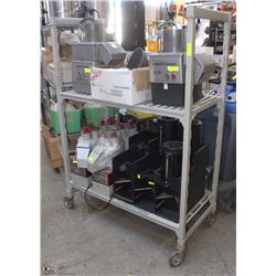 2 TIER PLASTIC ROLLING SHELVING 48 X 67 X 24