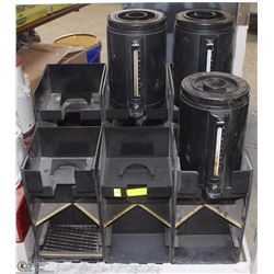 LOT OF 6 STANDS & 3 COFFEE CARAFES