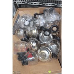 LARGE BOX  FULL OF COFFEE SERVING POTS