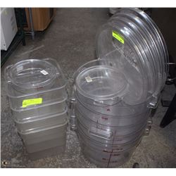 2 STACKS OF PLASTIC STORAGE CONTAINERS