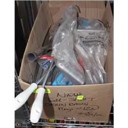 BOX OF ASSORTED GRILL SCRAPERS, BRUSHES ETC