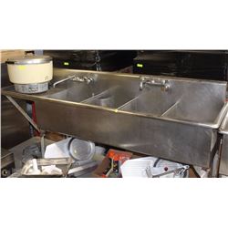 STAINLESS STEEL QUADRUPLE SINK WITH DOUBLE FAUCET