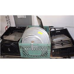 LOT OF MISC STAINLESS STEEL LIDS AND ASSORTED POT