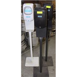 LOT OF 3 ECOLAB HAND SANITIZERS ON STANDS