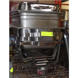 LOT OF 5 CHAFING DISHES INSERTS AND LIDS