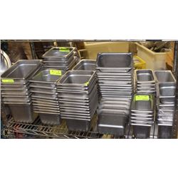 SHELF OF 75 PLUS STAINLESS INSERTS OF VARIOUS SIZE