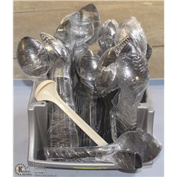 BIN FULL OF ASSORTED SERVING SPOONS