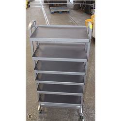 LARGE GREY RACK ON WHEELS 26"X61"HIGH
