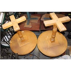 4 ROUND ARBORITE TOP WOOD TABLES 30" DIAMETER X4