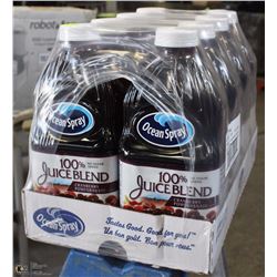 CASE OF 8 BOTTLES OF OCEAN SPRAY 100% CRANBERRY