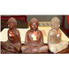 Image 1 : GROUP OF 3 WOOD CARVED BUDDHA ORNAMENTS