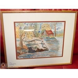 ORIGINAL FRAMED WATER COLOR BY L.LOUISE 21"X17"