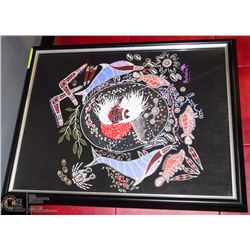 AUSTRALIAN ABORIGINAL ART FRAMED - 23 X 18