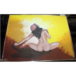 SIGNED NUDE ON CANVAS FRAMED