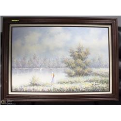 FRAMED, SIGNED OIL ON CANVAS BY DUBOIS - 'LADY AT
