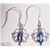 Image 1 : 39) 14K W. GOLD TANZANITE ANTIQUE STYLE EARRINGS