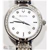 Image 1 : 40) BULOVA WOMEN'S  PEARL DIAMOND & CRYSTAL WATCH