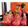 Image 1 : GROUP OF 5 WOOD CARVED PINK BUDDHA ORNAMENTS