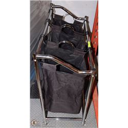 3 SLOT METAL AND FABRIC LAUNDRY SORTER